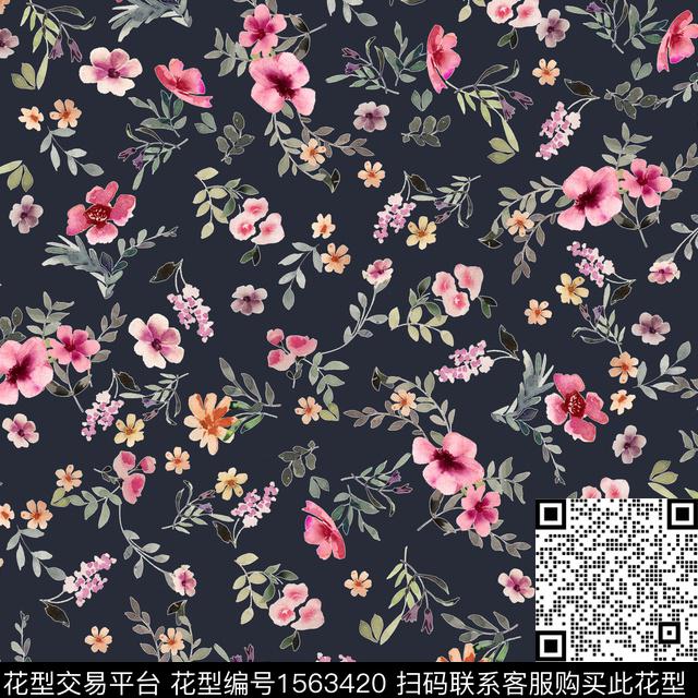 满版散花小碎花花卉数码印花花型下载（图片编号: 1563420） - 瓦栏（Walan）