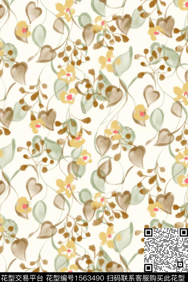 清爽底花卉淑女小碎花数码印花花型下载（图片编号: 1563490） - 瓦栏（Walan）