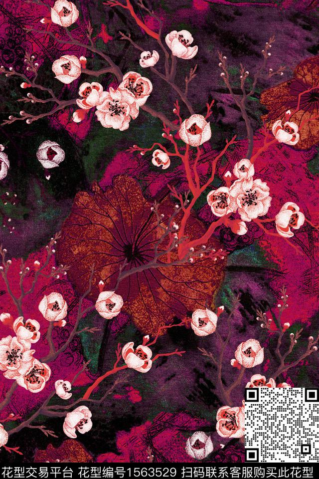x2257.jpg - 1563529 - 底纹 花卉 中老年 - 数码印花花型 － 女装花型设计 － 瓦栏