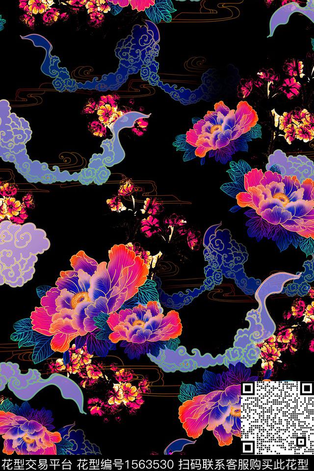 x2290.jpg - 1563530 - 底纹 花卉 中老年 - 数码印花花型 － 女装花型设计 － 瓦栏
