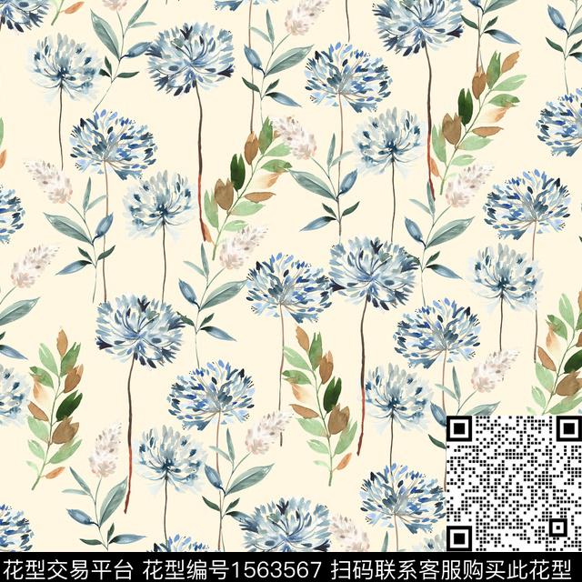 满版散花花卉年轻女性数码印花花型下载（图片编号: 1563567） - 瓦栏（Walan）
