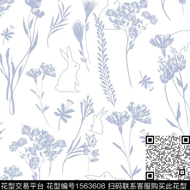 植物淑女动物数码印花花型下载（图片编号: 1563608） - 瓦栏（Walan）