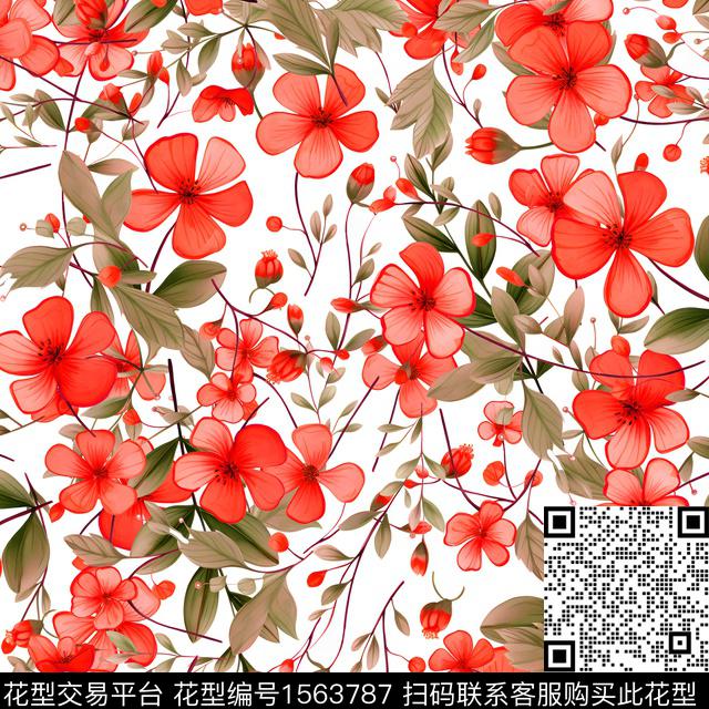 123809.jpg - 1563787 - 花卉 小碎花 - 数码印花花型 － 女装花型设计 － 瓦栏