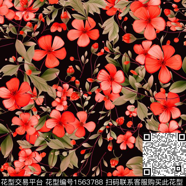 1238091.jpg - 1563788 - 花卉 混合拼接 炫彩 - 数码印花花型 － 女装花型设计 － 瓦栏