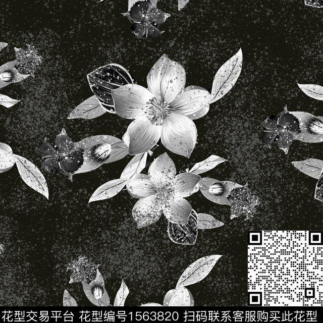 999009.jpg - 1563820 - 花卉 混合拼接 线条花卉 - 数码印花花型 － 女装花型设计 － 瓦栏