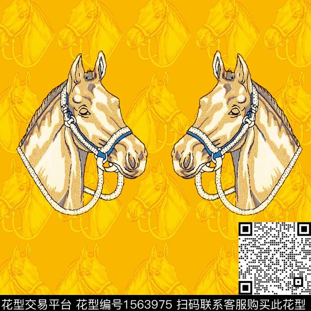 马动物方巾数码印花花型下载（图片编号: 1563975） - 瓦栏（Walan）