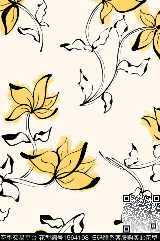 简约淑女水彩数码印花花型下载（图片编号: 1564198） - 瓦栏（Walan）