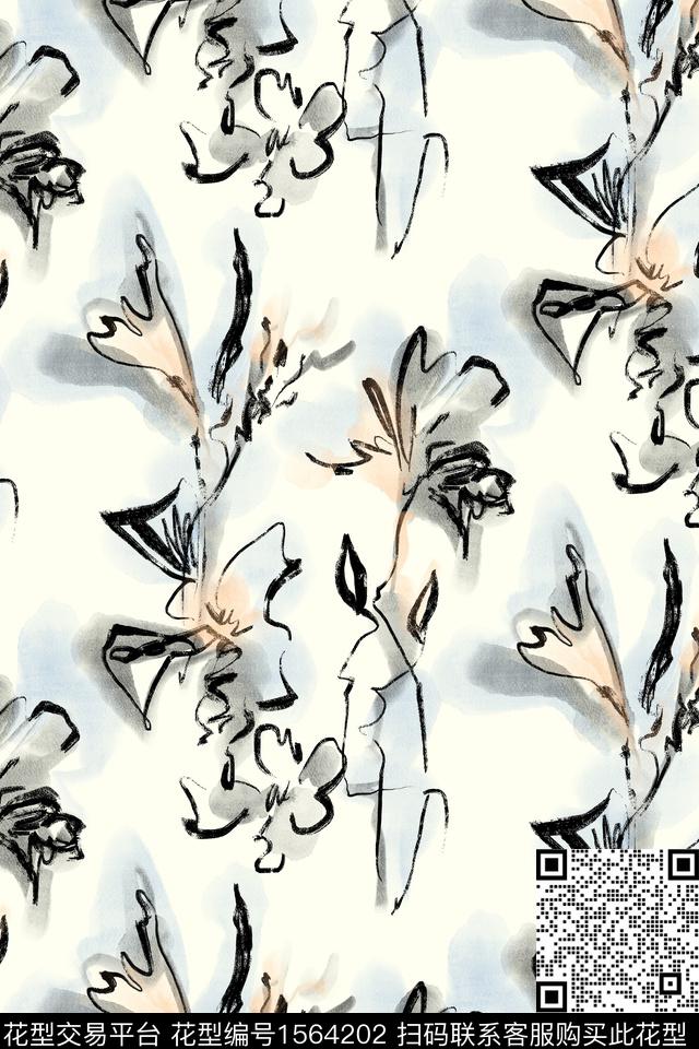 小清新清爽底花卉花卉数码印花花型下载（图片编号: 1564202） - 瓦栏（Walan）