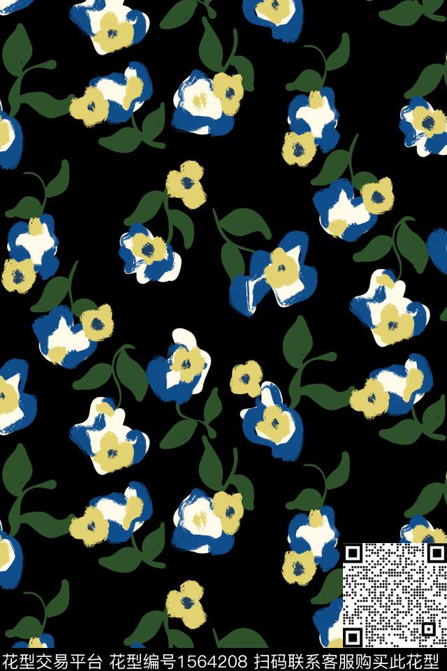 满版散花简约淑女数码印花花型下载（图片编号: 1564208） - 瓦栏（Walan）