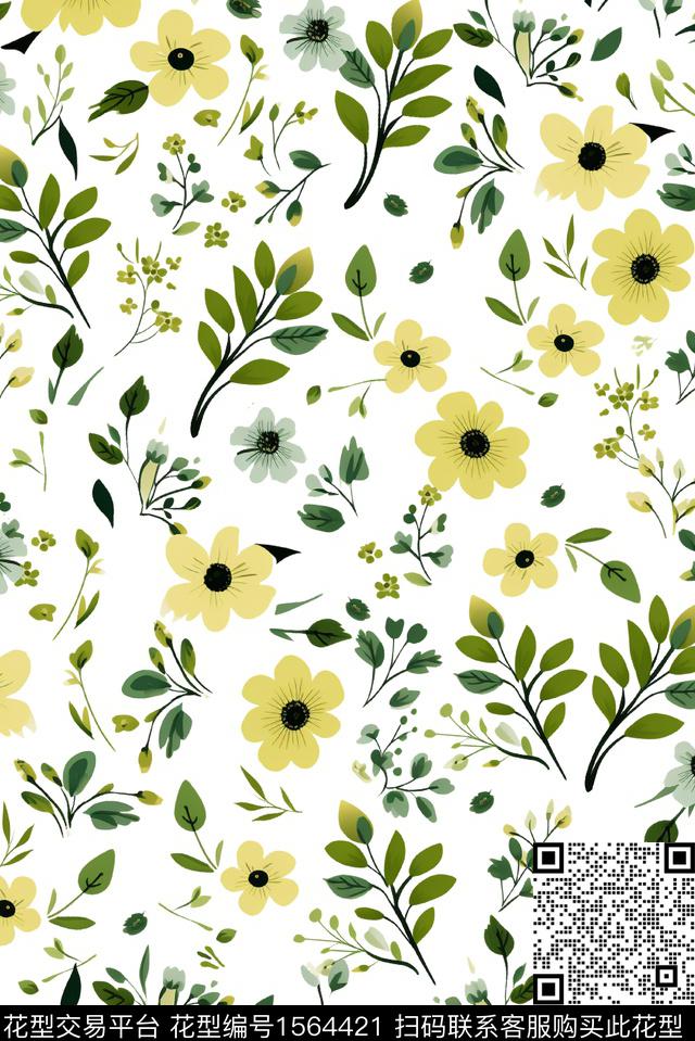 花卉水彩花卉小碎花数码印花花型下载（图片编号: 1564421） - 瓦栏（Walan）