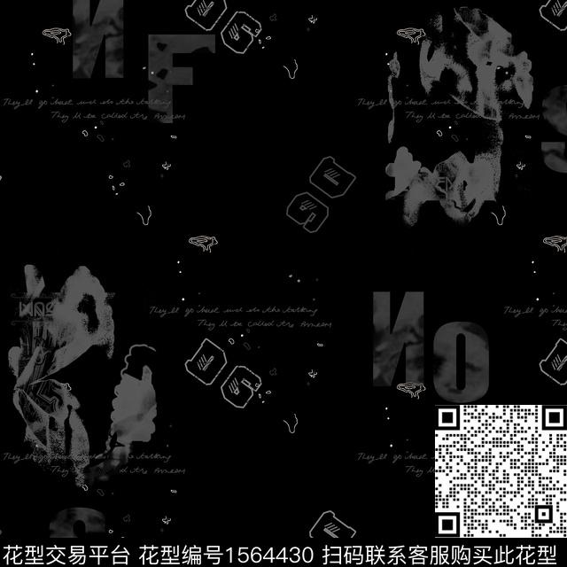 字母底纹抽象数码印花花型下载（图片编号: 1564430） - 瓦栏（Walan）