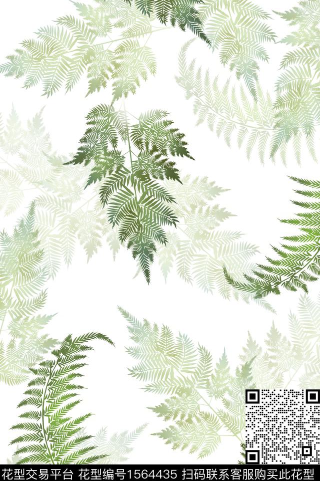 春夏花型绿植树叶影花数码印花花型下载（图片编号: 1564435） - 瓦栏（Walan）