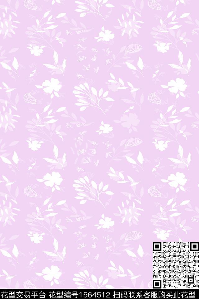 XZ5394.jpg - 1564512 - 小清新 剪影 花卉 - 数码印花花型 － 女装花型设计 － 瓦栏