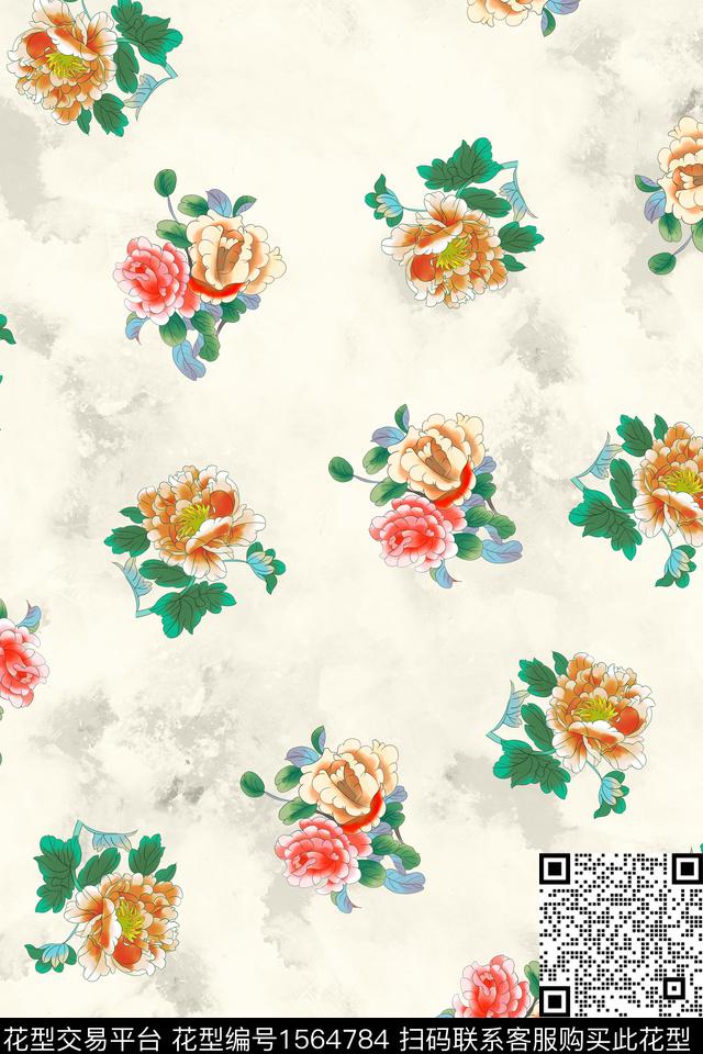 花卉数码印花花型下载（图片编号: 1564784） - 瓦栏（Walan）