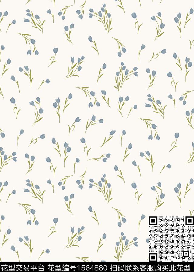 简约花卉小碎花数码印花花型下载（图片编号: 1564880） - 瓦栏（Walan）