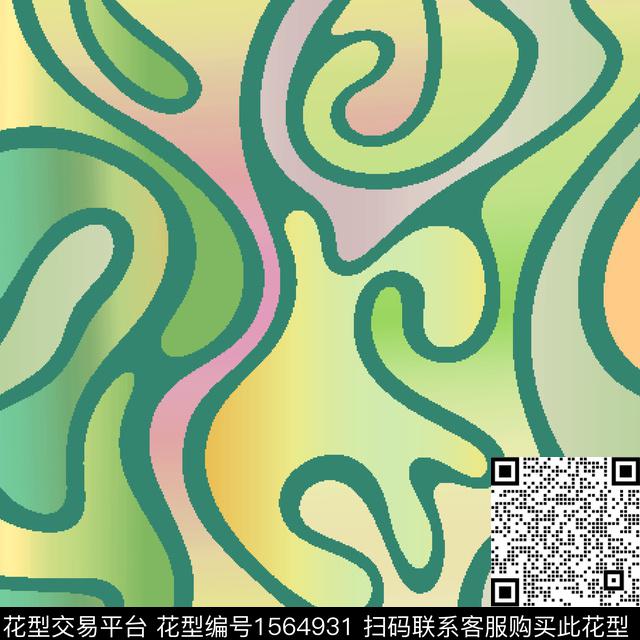 线条渐变抽象数码印花花型下载（图片编号: 1564931） - 瓦栏（Walan）