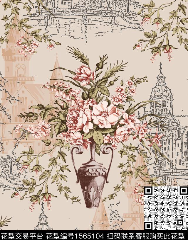 xj1027a2.jpg - 1565104 - 花卉 建筑 线条画 - 数码印花花型 － 窗帘花型设计 － 瓦栏