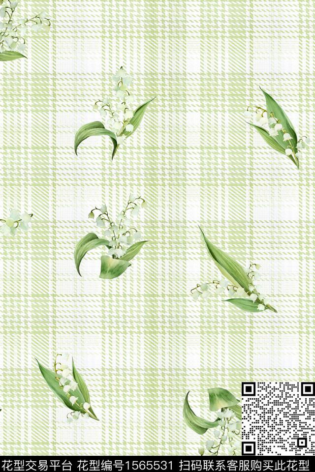 xz5423.jpg - 1565531 - 小清新 格子 铃兰 - 数码印花花型 － 女装花型设计 － 瓦栏