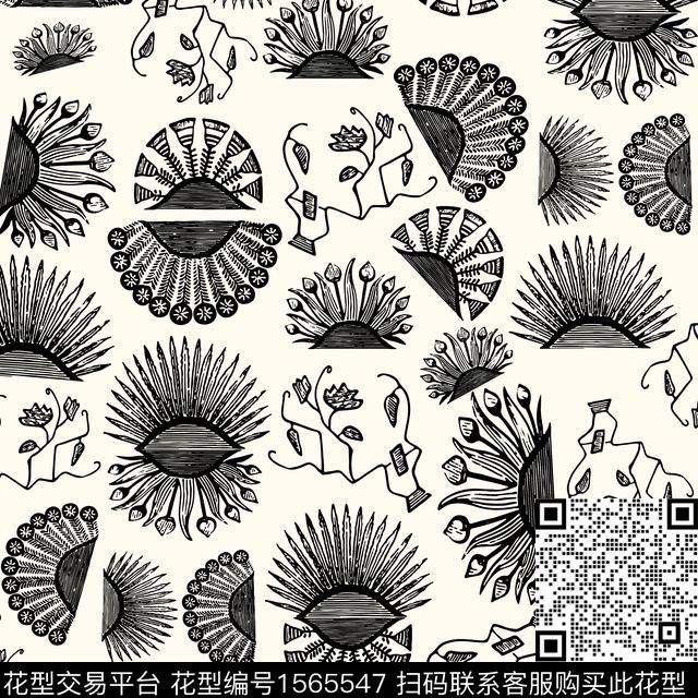 女装线条1.jpg - 1565547 - 抽象 民族风 花卉 - 数码印花花型 － 女装花型设计 － 瓦栏