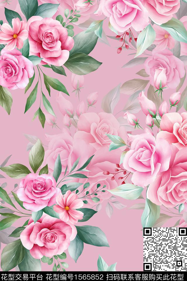 XZ5425.jpg - 1565852 - 影花 大花 花卉 - 数码印花花型 － 女装花型设计 － 瓦栏