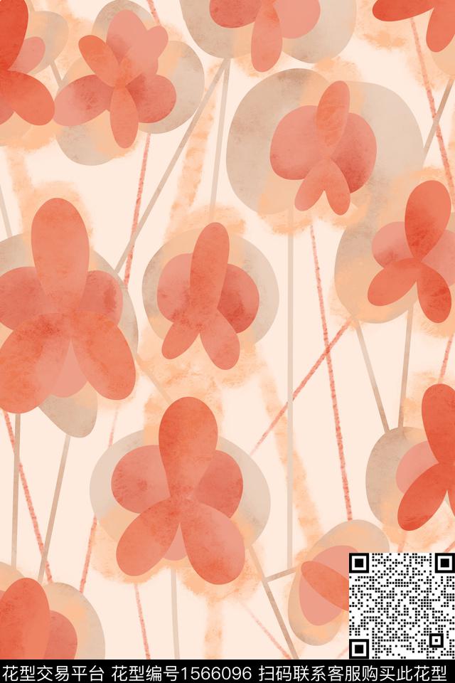 花卉肌理简约数码印花花型下载（图片编号: 1566096） - 瓦栏（Walan）