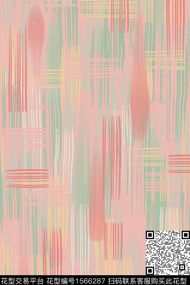 线条笔触抽象数码印花花型下载（图片编号: 1566287） - 瓦栏（Walan）