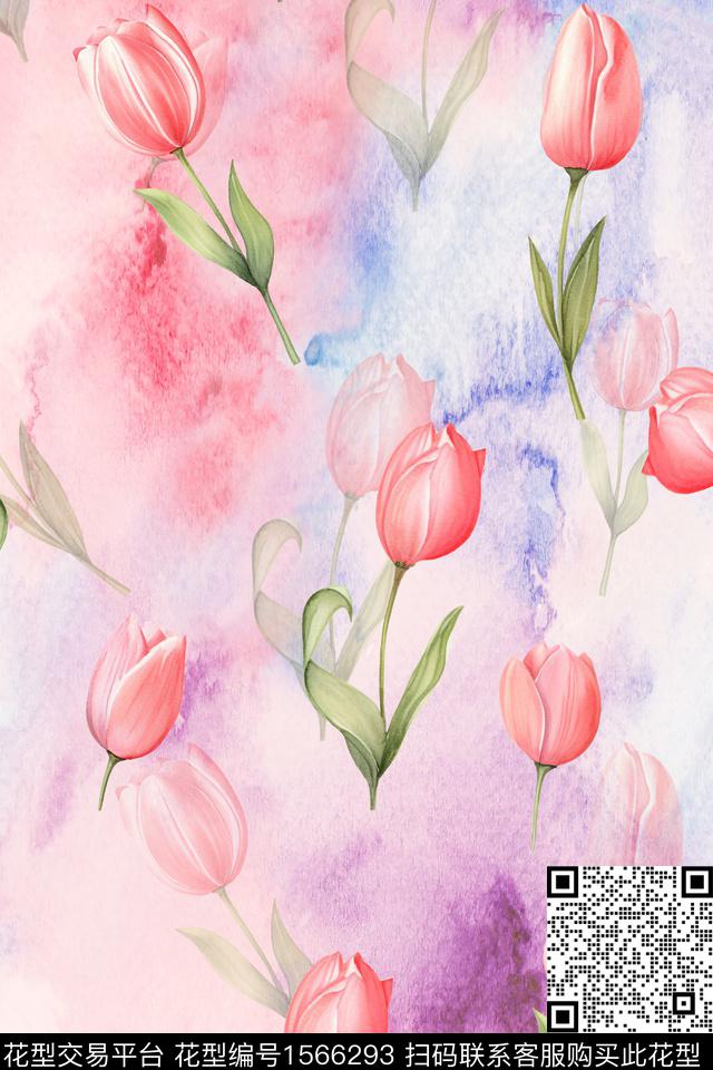 xz5438.jpg - 1566293 - 花卉 水彩 底纹 - 数码印花花型 － 女装花型设计 － 瓦栏