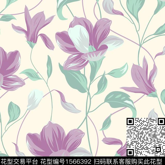 满版散花花卉平面花卉数码印花花型下载（图片编号: 1566392） - 瓦栏（Walan）