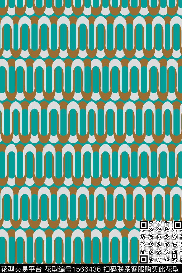 弯弯小河.jpg - 1566436 - 格子 几何 蓝色 - 传统印花花型 － 男装花型设计 － 瓦栏