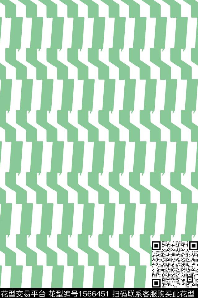 声生不息.jpg - 1566451 - 绿色 几何 条纹 - 传统印花花型 － 女装花型设计 － 瓦栏