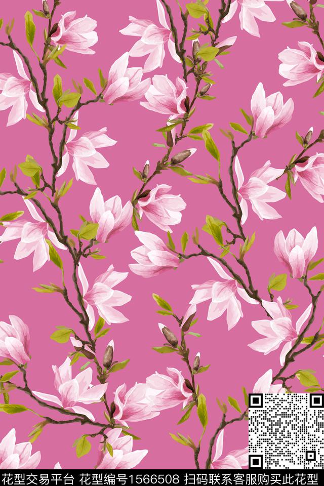 花卉枝条花数码印花花型下载（图片编号: 1566508） - 瓦栏（Walan）