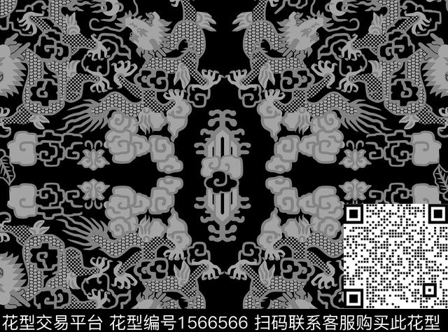 图腾龙生肖传统印花花型下载（图片编号: 1566566） - 瓦栏（Walan）