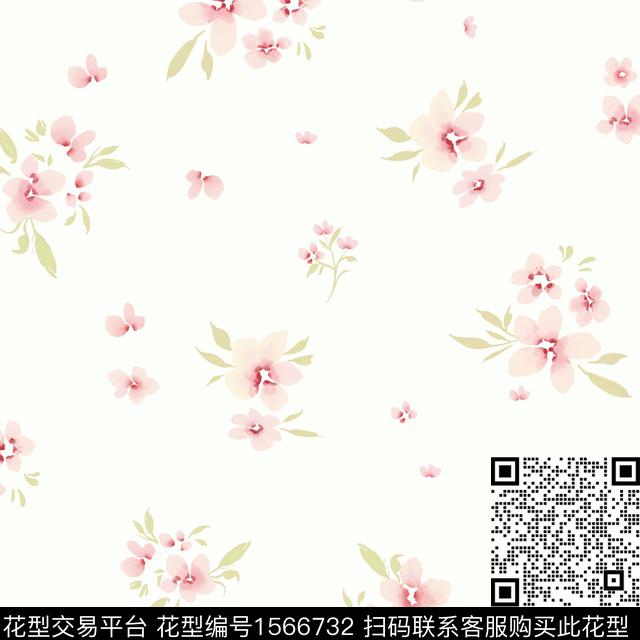 花卉连衣裙手绘花卉数码印花花型下载（图片编号: 1566732） - 瓦栏（Walan）