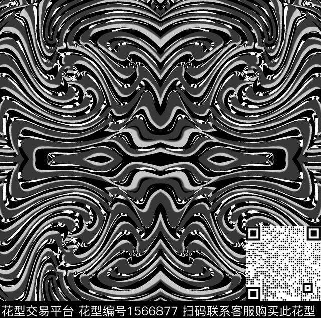 纹理抽象对称数码印花花型下载（图片编号: 1566877） - 瓦栏（Walan）