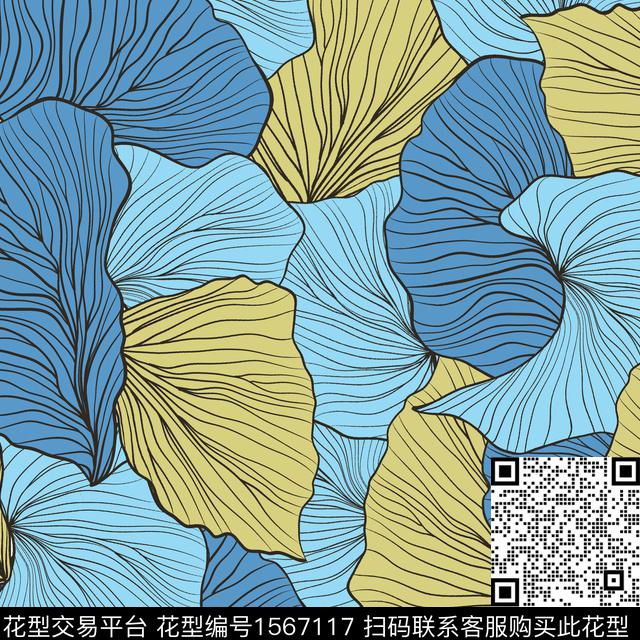 76CB5293-0807-4A94-9CF6-0C9FF8E640C7.jpg - 1567117 - 线条 叶子 - 传统印花花型 － 雨伞花型设计 － 瓦栏