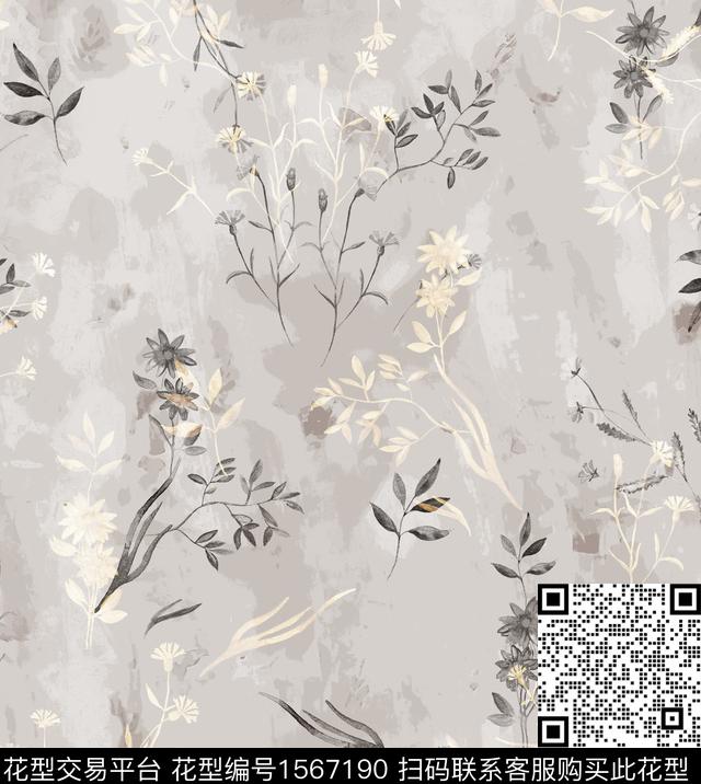 花卉连衣裙底纹数码印花花型下载（图片编号: 1567190） - 瓦栏（Walan）