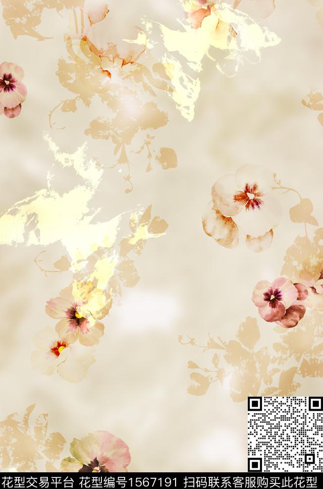 花卉连衣裙底纹数码印花花型下载（图片编号: 1567191） - 瓦栏（Walan）