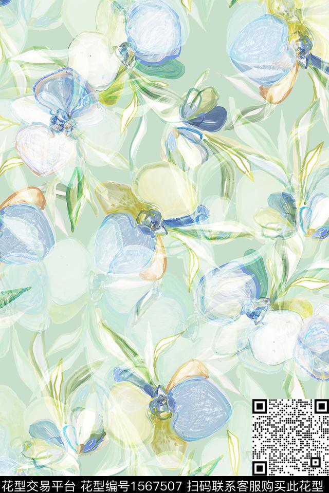 xz5456.jpg - 1567507 - 花卉 抽象花卉 影花 - 数码印花花型 － 女装花型设计 － 瓦栏