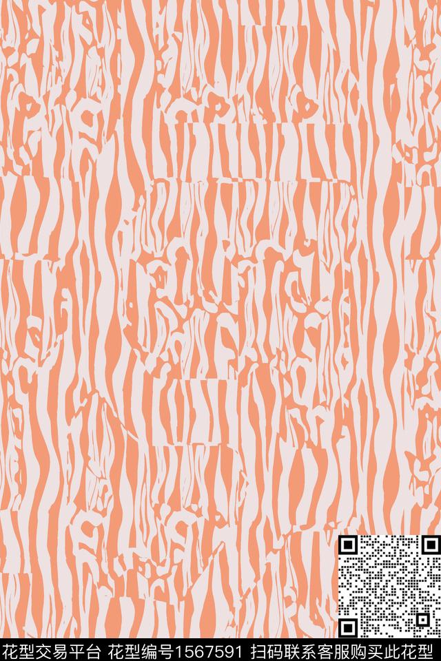弯弯曲曲.jpg - 1567591 - 纹理 条纹 抽象 - 数码印花花型 － 女装花型设计 － 瓦栏