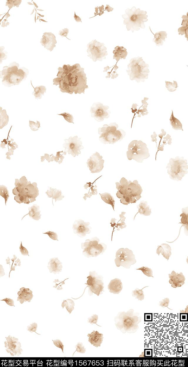 花卉水彩花卉小碎花数码印花花型下载（图片编号: 1567653） - 瓦栏（Walan）