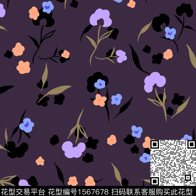 连衣裙花卉数码印花花型下载（图片编号: 1567678） - 瓦栏（Walan）