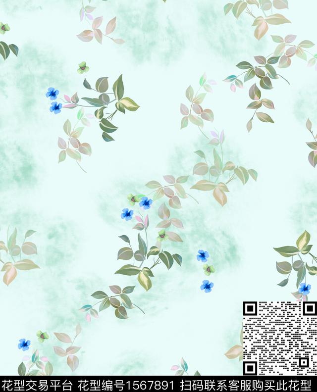 花卉连衣裙底纹数码印花花型下载（图片编号: 1567891） - 瓦栏（Walan）