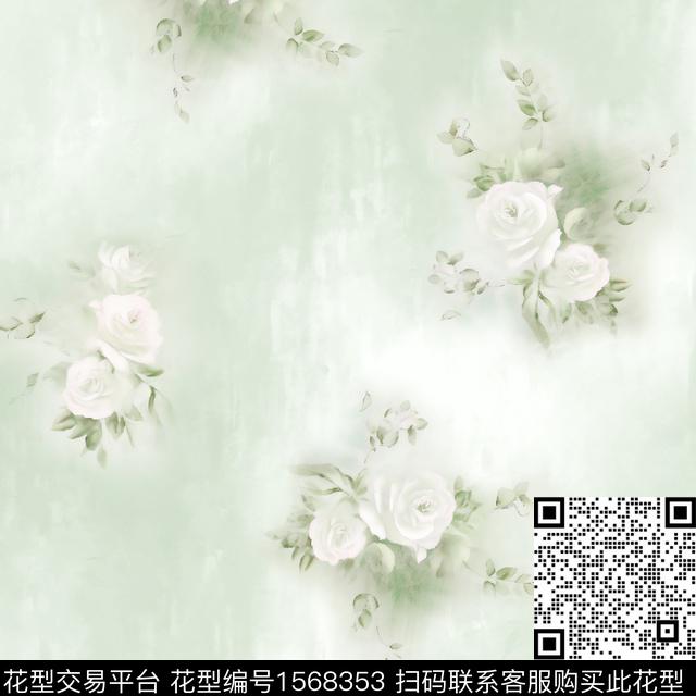 花卉渐变女装数码印花花型下载（图片编号: 1568353） - 瓦栏（Walan）