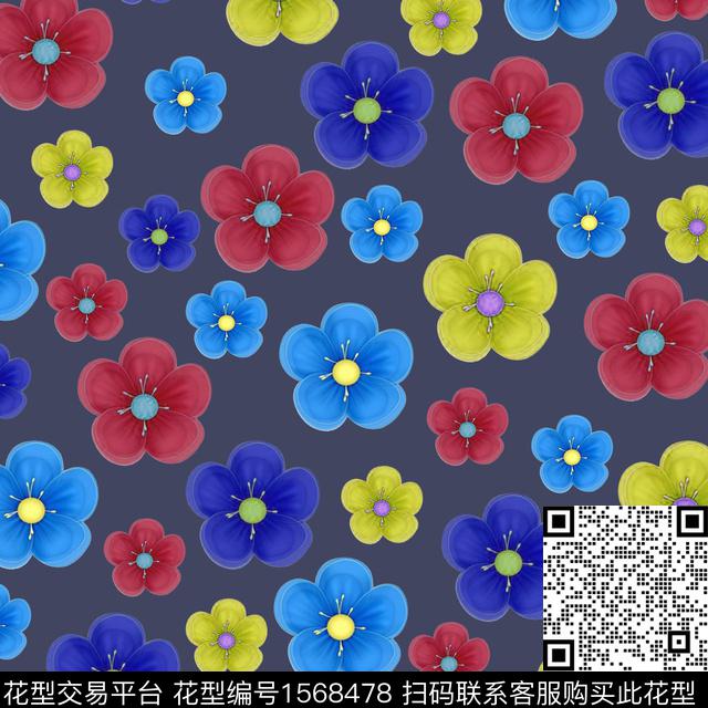 花卉数码印花花型下载（图片编号: 1568478） - 瓦栏（Walan）