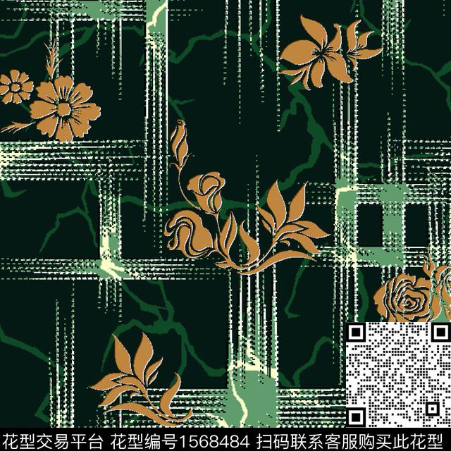 花卉底纹裂缝数码印花花型下载（图片编号: 1568484） - 瓦栏（Walan）