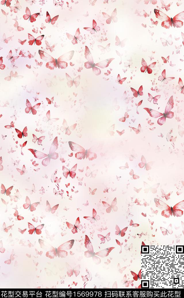 数码花型蝴蝶数码印花花型下载（图片编号: 1569978） - 瓦栏（Walan）