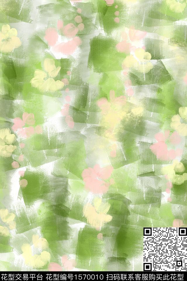 年轻女性朦胧花卉淑女数码印花花型下载（图片编号: 1570010） - 瓦栏（Walan）
