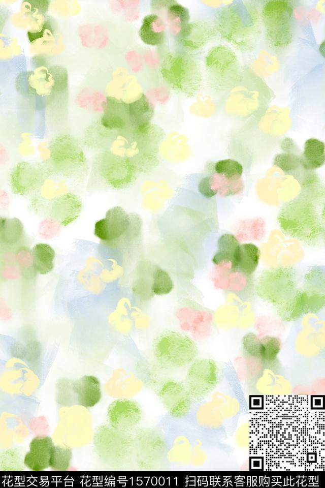 年轻女性朦胧花卉抽象数码印花花型下载（图片编号: 1570011） - 瓦栏（Walan）