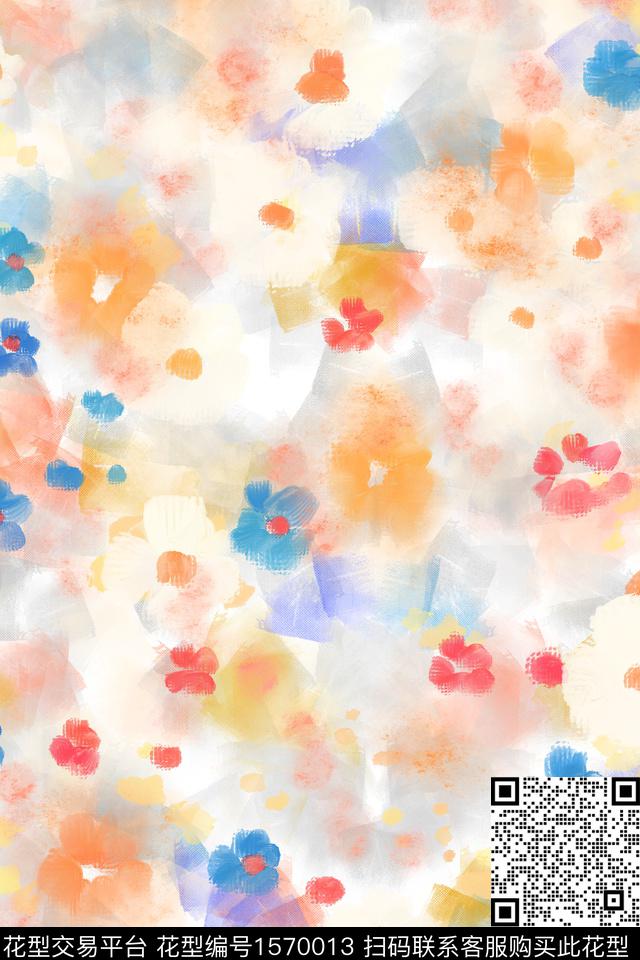 年轻女性小碎花朦胧花卉数码印花花型下载（图片编号: 1570013） - 瓦栏（Walan）