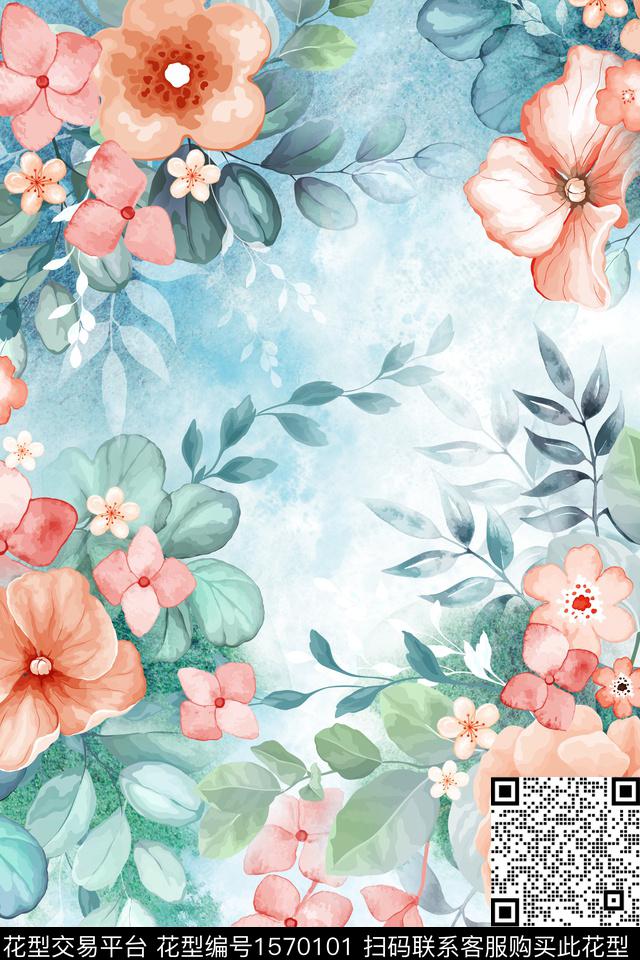 春夏花型花卉大花数码印花花型下载（图片编号: 1570101） - 瓦栏（Walan）